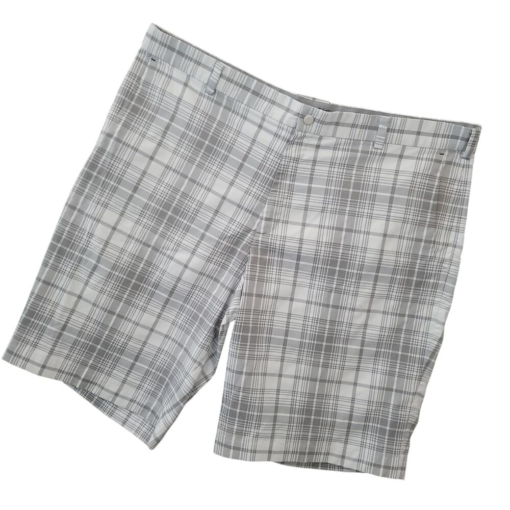 Nike Golf Tour Performance Mens Dri Fit Flat Front Chino Shorts Sz 40 Gray Plaid